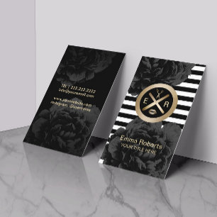 Ästhetiker-Wachs-Stick & Pinzette-Logo Schwarz Flo Visitenkarte
