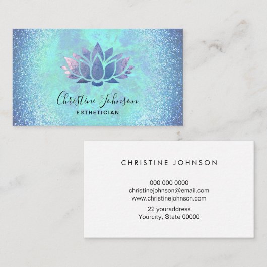 Ästhetikerblauer Lotus Visitenkarte (Vorne/Hinten)