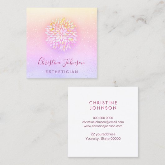 Ästhetikerdekor lila rosa quadratische visitenkarte (Vorne/Hinten)