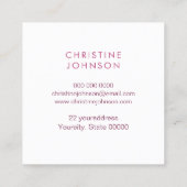 Ästhetikerdekor lila rosa quadratische visitenkarte (Rückseite)