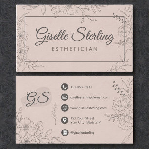 Ästhetikerin Blush Floral Line Art Schrift Visitenkarte