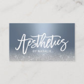Ästhetikerin Dusty Blue Silver Ästhetik Visitenkarte (Vorderseite)