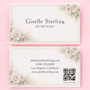 Ästhetikerin Florales Neutral QR-Code Professional Visitenkarte