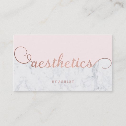 Ästhetikfarbblock-Rosengoldtypographiemarmor Visitenkarte (Vorderseite)
