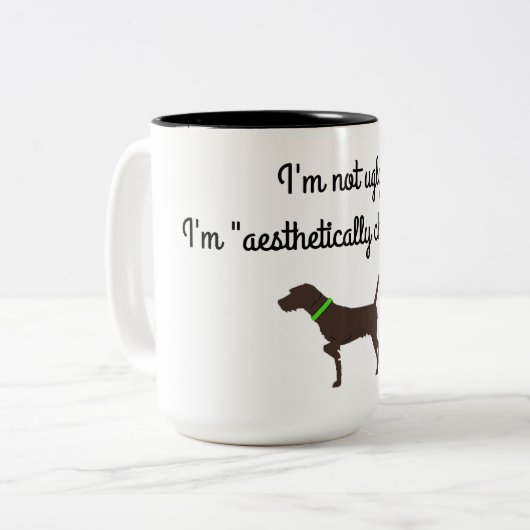 "Ästhetisch angefochtene" Pudelpointer Zweifarbige Tasse (Vorderseite Links)