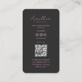 Ästhetisch Black Pink Therapeutin Script Modern Visitenkarte (Rückseite)
