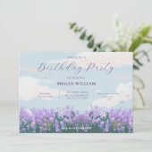 Ästhetisch blauer Himmel Blumen Frühjahrstag Einladung (Stehend Vorderseite)