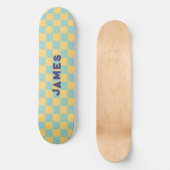 ästhetisch blaues Schachbrettmuster Skateboard (Vorderseite)