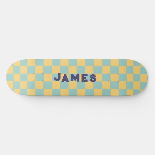 ästhetisch blaues Schachbrettmuster Skateboard (Horizontal)
