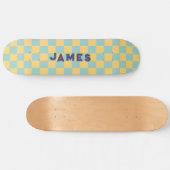 ästhetisch blaues Schachbrettmuster Skateboard (Horizontal)