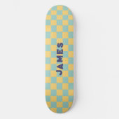 ästhetisch blaues Schachbrettmuster Skateboard (Vorderseite)