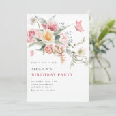 Ästhetisch blumenpastellfarbene Aquarellfarbe Einladung (Stehend Vorderseite)