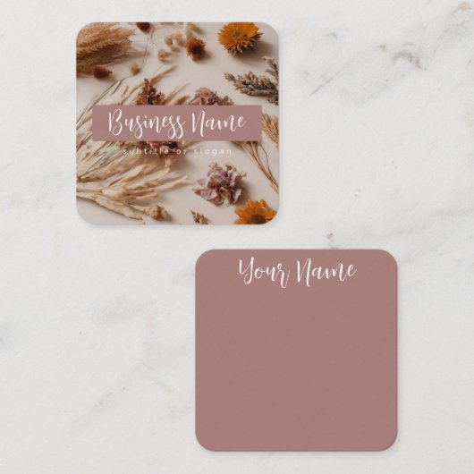 ästhetisch | Boho | Floral getrocknet | Visitenkar Quadratische Visitenkarte (Vorne/Hinten)