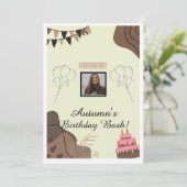 Ästhetisch braun moderner minimalistischer Geburts Einladung (Stehend Vorderseite)