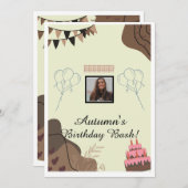 Ästhetisch braun moderner minimalistischer Geburts Einladung (Vorne/Hinten)