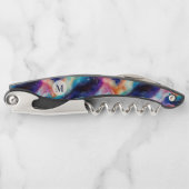 Ästhetisch bunt agiles Glitzer Textur Monogramm Kellnermesser (Vorderseite)