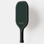 Ästhetisch dunkelgrüne Chic Gold Script Monogram Pickleball Schläger (Links)