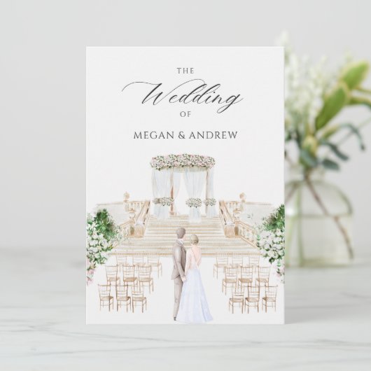 Ästhetisch elegante Hochzeitswasserfarbe Einladung (Stehend Vorderseite)