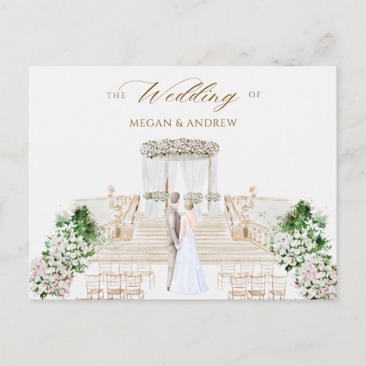 Ästhetisch elegante Hochzeitswasserfarbe Postkarte (Vorderseite)