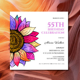 Ästhetisch farbenfrohe Sonnenblume Geburt Einladung