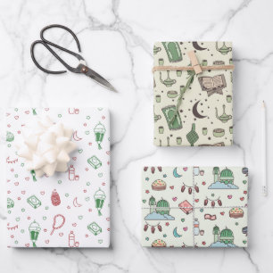 Ästhetisch farbige Muslime Ramadan und Eid Geschenkpapier Set