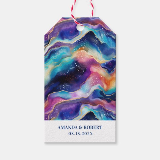 Ästhetisch farbige Regenbogenpresse Glitzer Monogr Geschenkanhänger (Vorderseite)