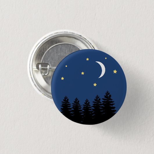 Ästhetisch Friedliche Nachtpines Stars Moon Button (Vorne & Hinten)