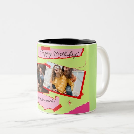 Ästhetisch Hand Gezeichnet Happy Birthday Tasse (VorderseiteRechts)