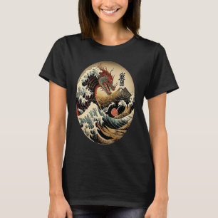 Ästhetisch Japanisches Symbol Dragon Kanji Sea T-Shirt