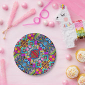 Ästhetisch künstlerisches Multicolormuster Bahia i Pappteller (Party)