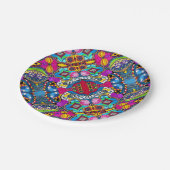 Ästhetisch künstlerisches Multicolormuster Bahia i Pappteller (Schrägansicht)