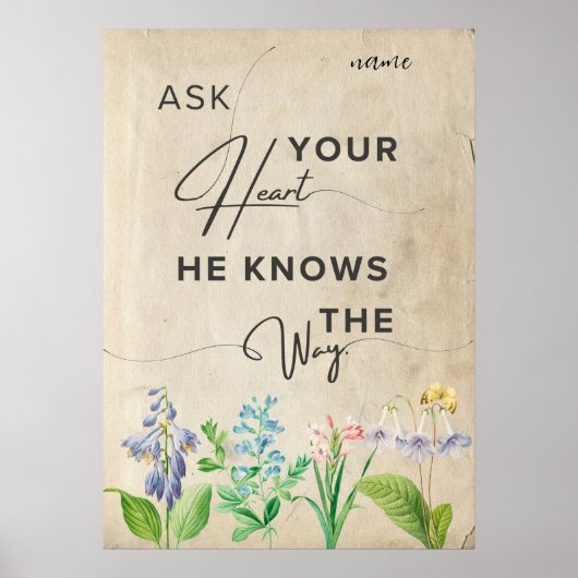 ästhetisch minimalistisch-blumeninspiriertes Zitat Poster (Vorne)