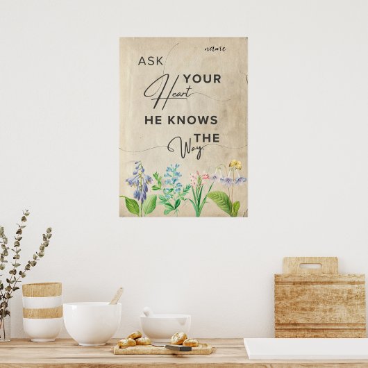 ästhetisch minimalistisch-blumeninspiriertes Zitat Poster (Küche)