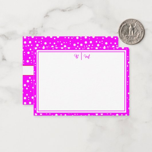 Ästhetisch Minimalistisch rosa mit Border und Mono Mitteilungskarte (Vorderseite/Rückseite Beispiel)