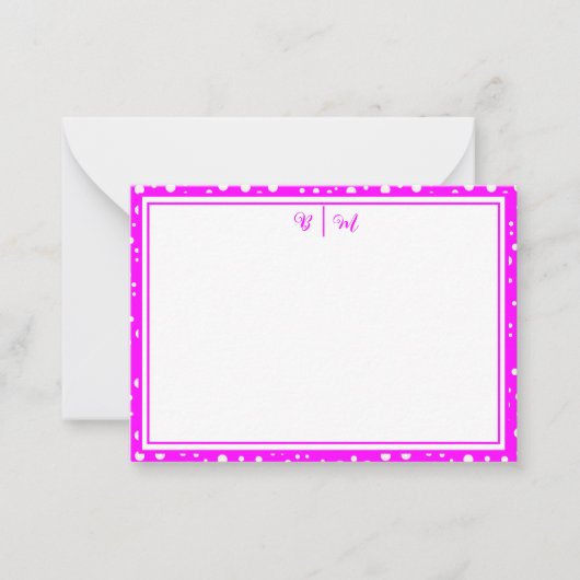 Ästhetisch Minimalistisch rosa mit Border und Mono Mitteilungskarte (Vorderseite)