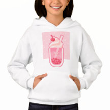 Ästhetisch Pink Milk Tea Hoodie 02