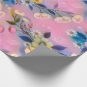 Ästhetisch rosa Muster mit gelben Blumen Geschenkpapier (Ecke)