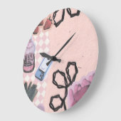 ästhetisch-rosa Retro-Design Große Wanduhr (Winkel)