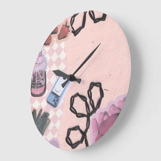 ästhetisch-rosa Retro-Design Große Wanduhr (Winkel)