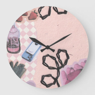 ästhetisch-rosa Retro-Design Große Wanduhr