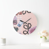 ästhetisch-rosa Retro-Design Große Wanduhr (Zuhause)