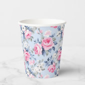Ästhetisch rosa Roses Blumenmuster Pappbecher (Vorderseite)