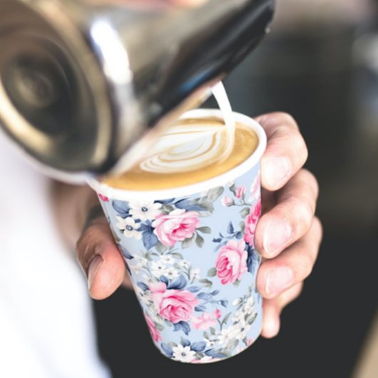 Ästhetisch rosa Roses Blumenmuster Pappbecher