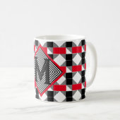 Ästhetisch rot und schwarz geometrisch Monogramm Kaffeetasse (VorderseiteRechts)