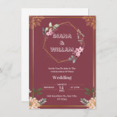 Ästhetisch-rote Goldhochzeit Einladung (Vorne/Hinten)