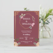 Ästhetisch-rote Goldhochzeit Einladung (Stehend Vorderseite)