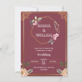 Ästhetisch-rote Goldhochzeit Einladung