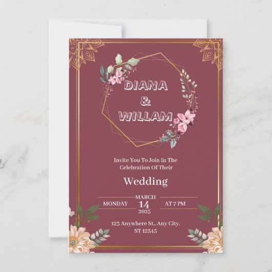 Ästhetisch-rote Goldhochzeit Einladung (Vorderseite)