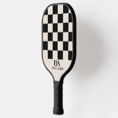 Ästhetisch überprüfte Retro-Mit Monogramm Initiale Pickleball Schläger (Links)