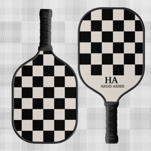 Ästhetisch überprüfte Retro-Mit Monogramm Initiale Pickleball Schläger